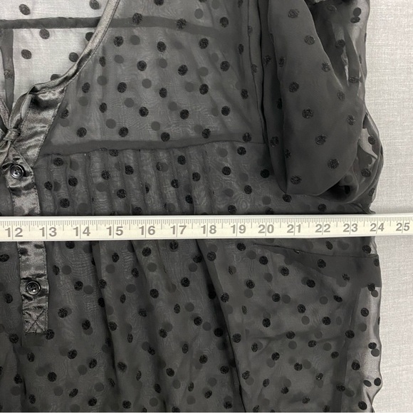 Penningtons Polkadot Sheer Blouse Sz 1X Black Long Sleeve - Picture 8 of 9
